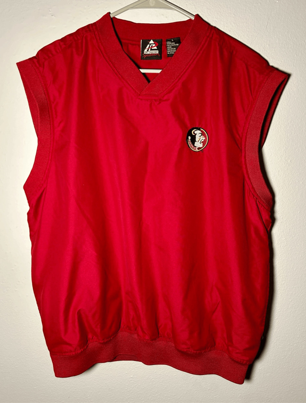 Vintage Florida State Seminoles NCAA Red V-Neck Windbreaker Golf Vest Sz L